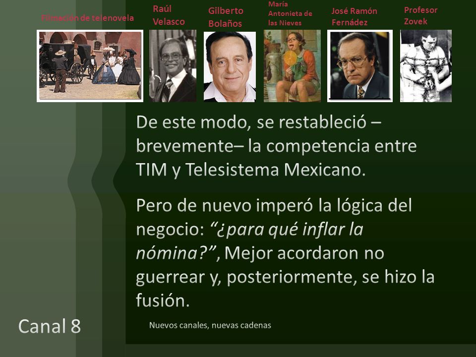 Raúl Velasco Gilberto Bolaños. María Antonieta de las Nieves. José Ramón Fernádez. Profesor Zovek.