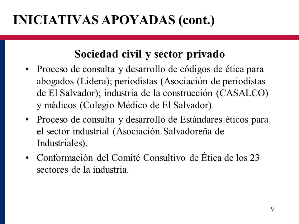 INICIATIVAS APOYADAS (cont.)
