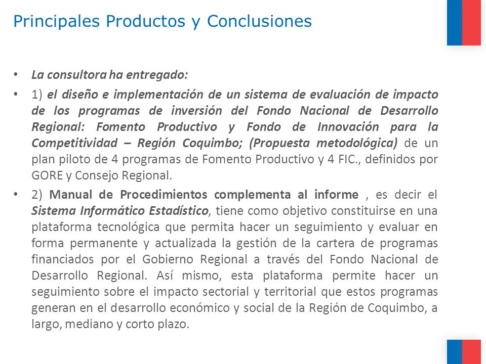 Principales Productos y Conclusiones