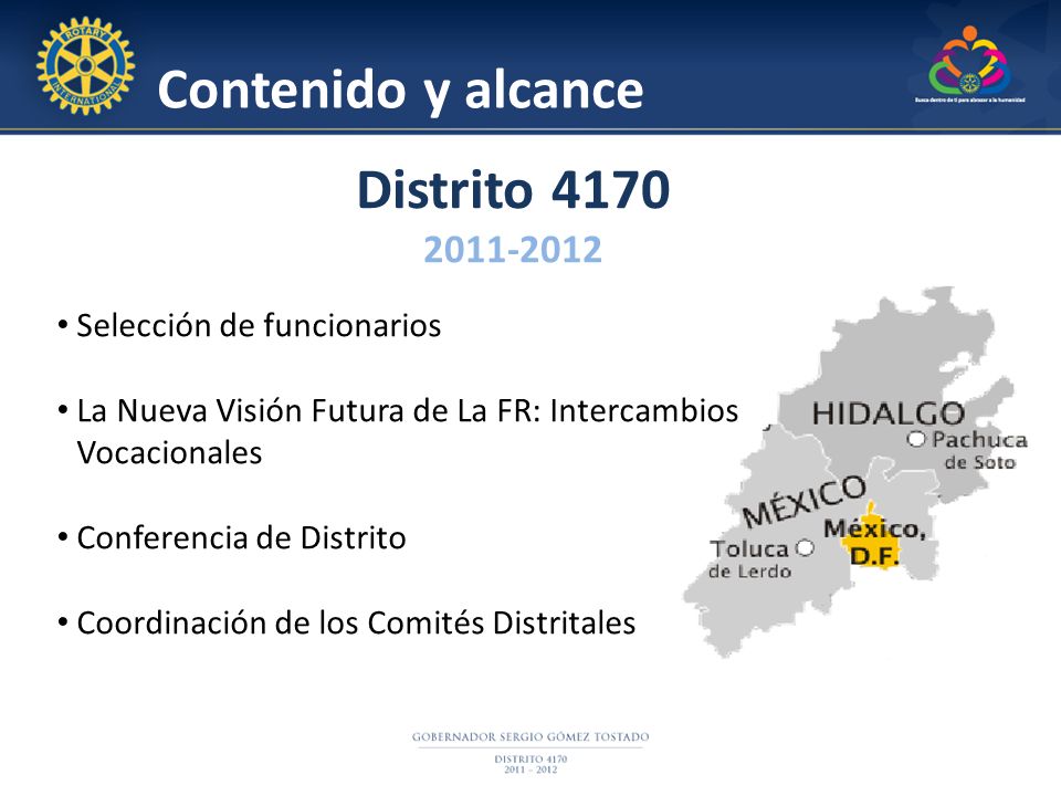 Contenido y alcance Distrito Selección de funcionarios