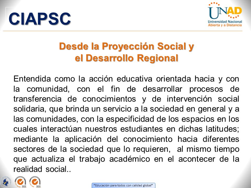 Desde la Proyección Social y el Desarrollo Regional