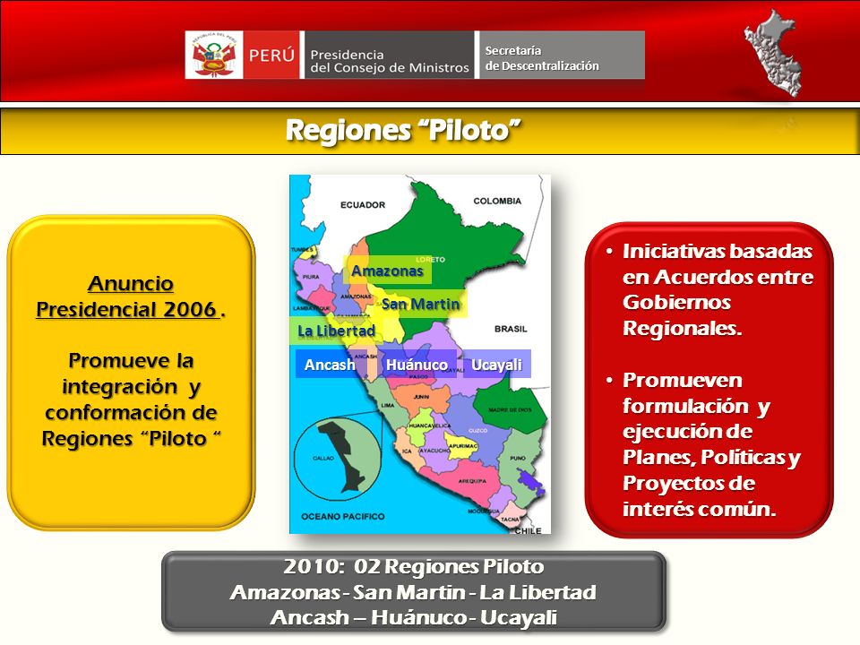 Amazonas - San Martin - La Libertad Ancash – Huánuco - Ucayali