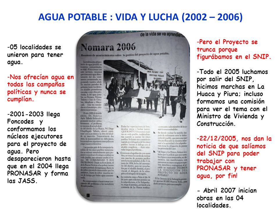 AGUA POTABLE : VIDA Y LUCHA (2002 – 2006)