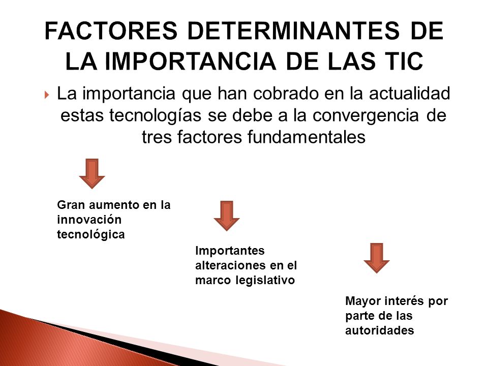 FACTORES DETERMINANTES DE LA IMPORTANCIA DE LAS TIC