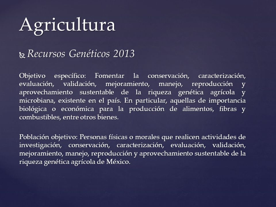 Agricultura Recursos Genéticos 2013