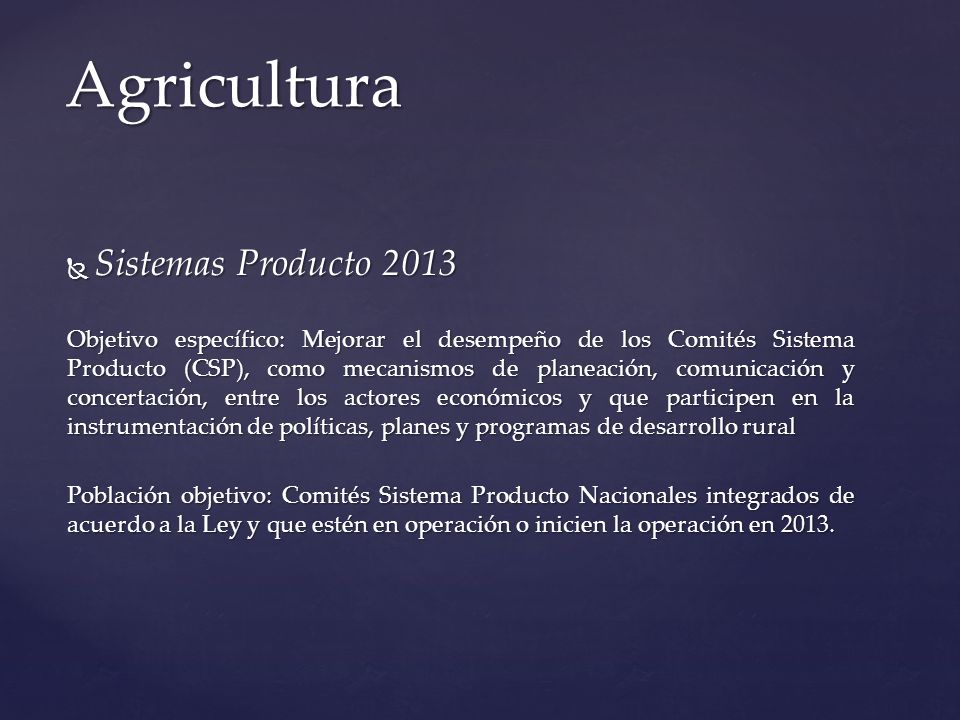 Agricultura Sistemas Producto 2013