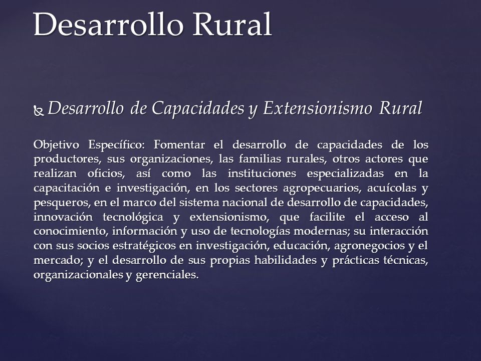 Desarrollo Rural Desarrollo de Capacidades y Extensionismo Rural