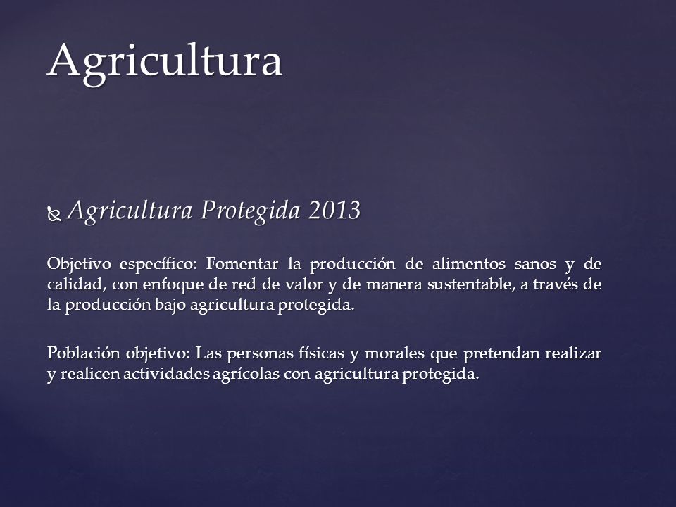Agricultura Agricultura Protegida 2013