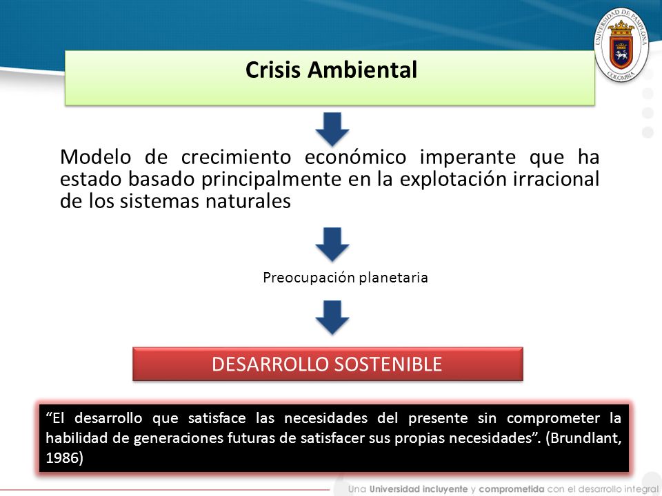 Crisis Ambiental Modelo de crecimiento económico imperante que ha estado basado principalmente en la explotación irracional de los sistemas naturales.