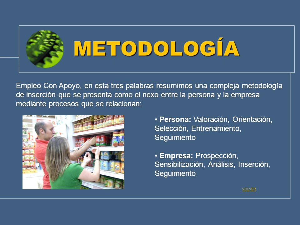METODOLOGÍA Empleo Con Apoyo, en esta tres palabras resumimos una compleja metodología.