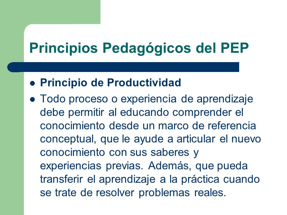 Principios Pedagógicos del PEP
