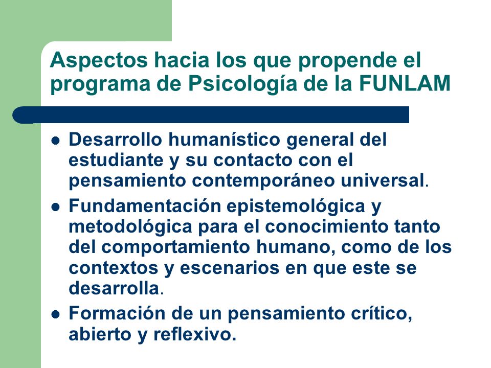 Aspectos hacia los que propende el programa de Psicología de la FUNLAM