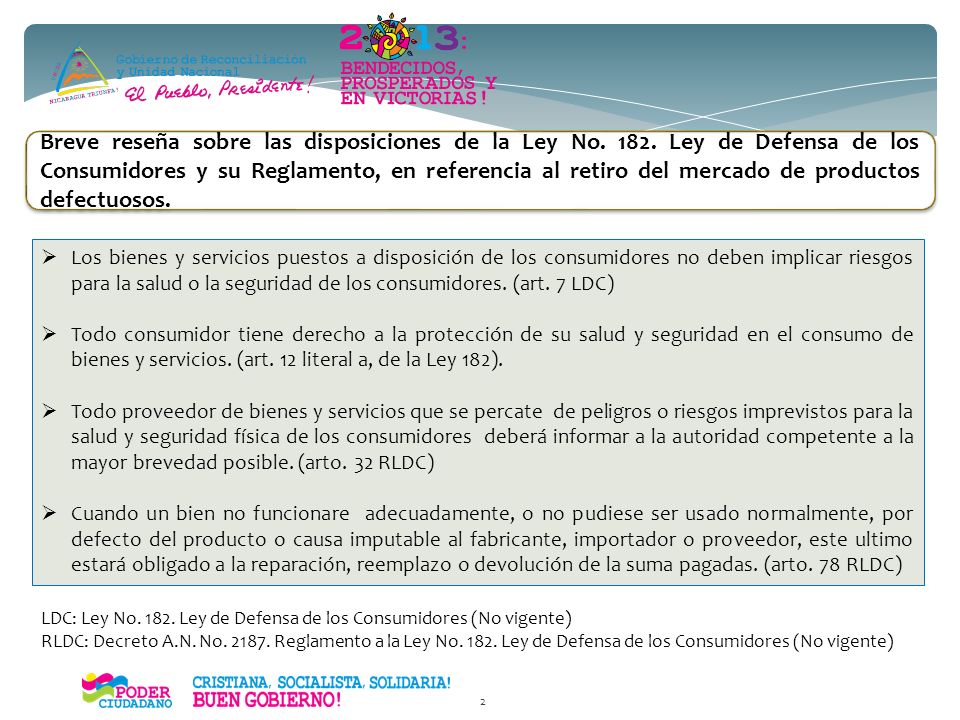 Breve reseña sobre las disposiciones de la Ley No. 182