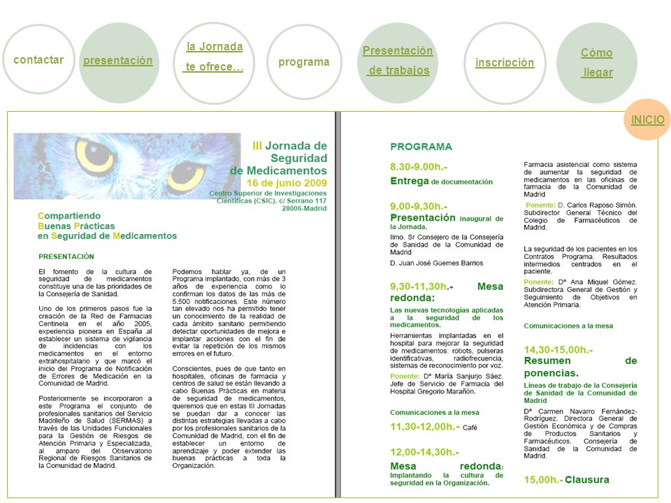 contactar programa. la Jornada. te ofrece… Presentación. de trabajos. Cómo. llegar. presentación.
