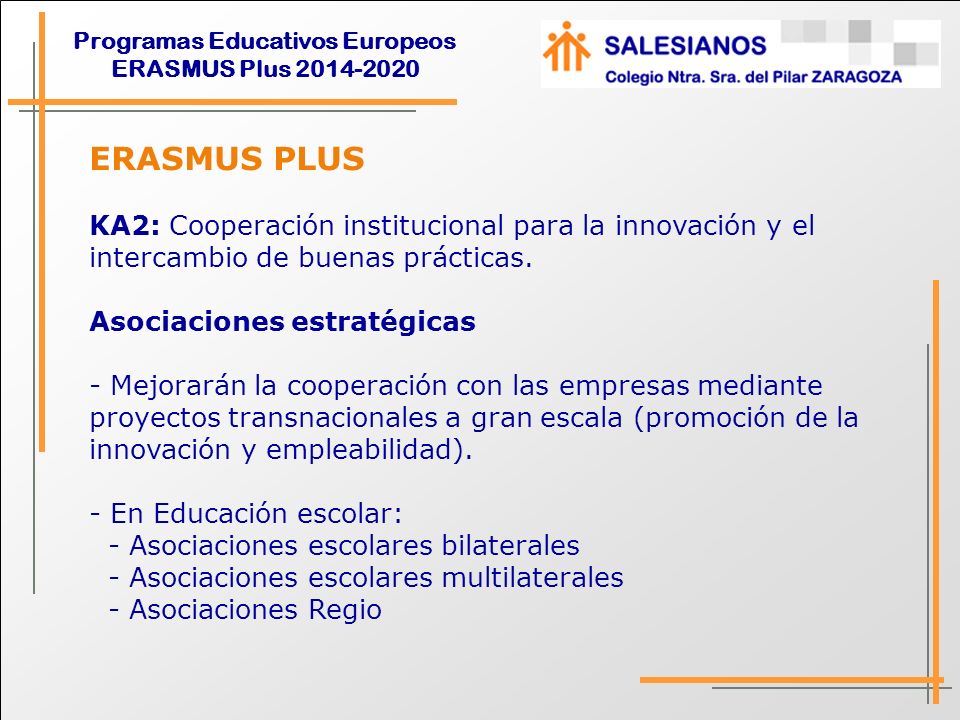 ERASMUS PLUS KA2: Cooperación institucional para la innovación y el intercambio de buenas prácticas.