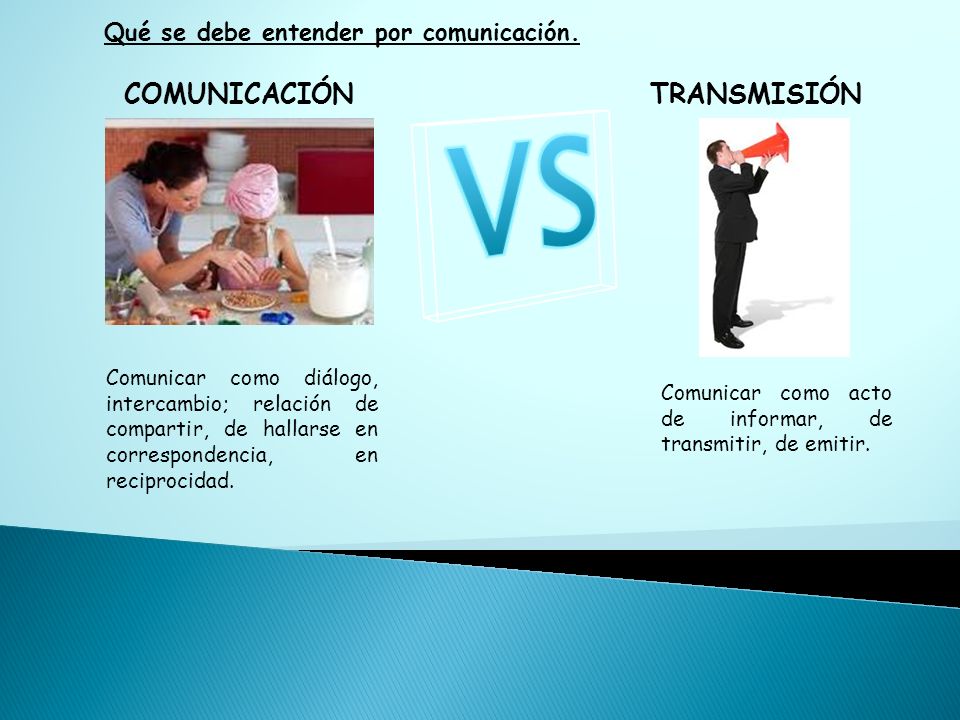 VS COMUNICACIÓN TRANSMISIÓN Qué se debe entender por comunicación.