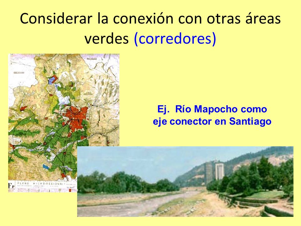 Considerar la conexión con otras áreas verdes (corredores)