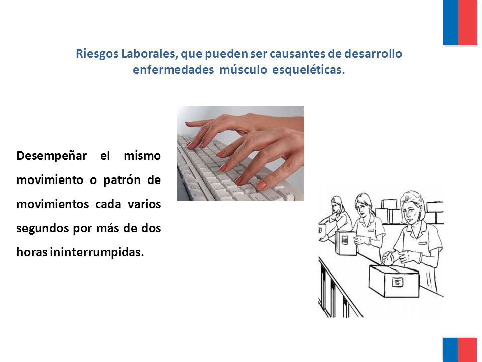 Riesgos Laborales, que pueden ser causantes de desarrollo enfermedades músculo esqueléticas.