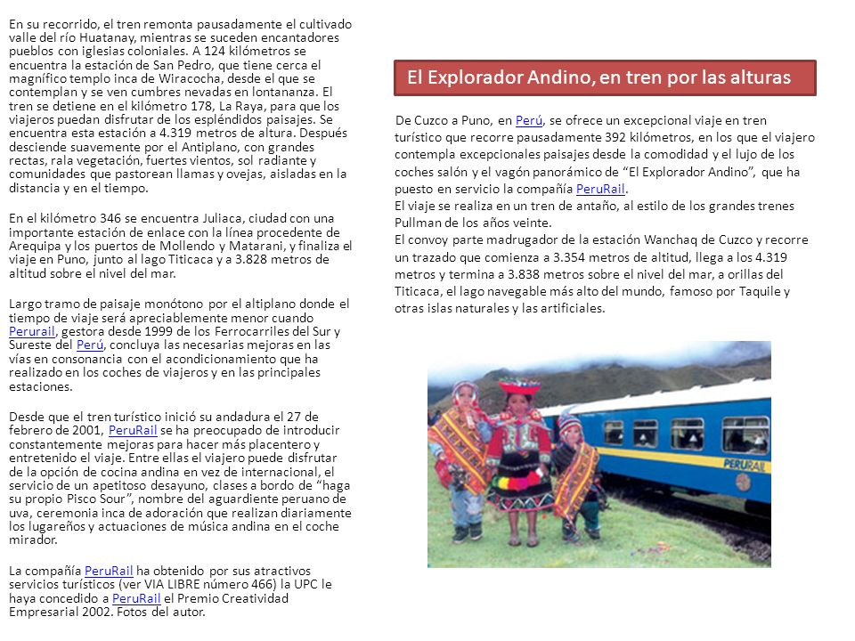 El Explorador Andino, en tren por las alturas