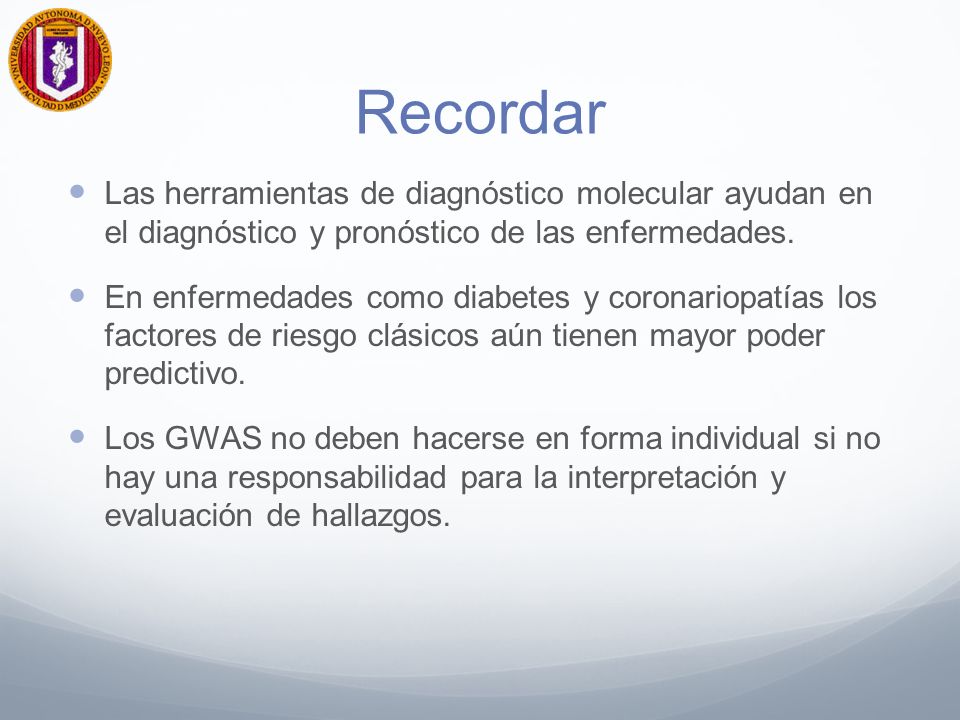 Recordar Las herramientas de diagnóstico molecular ayudan en el diagnóstico y pronóstico de las enfermedades.