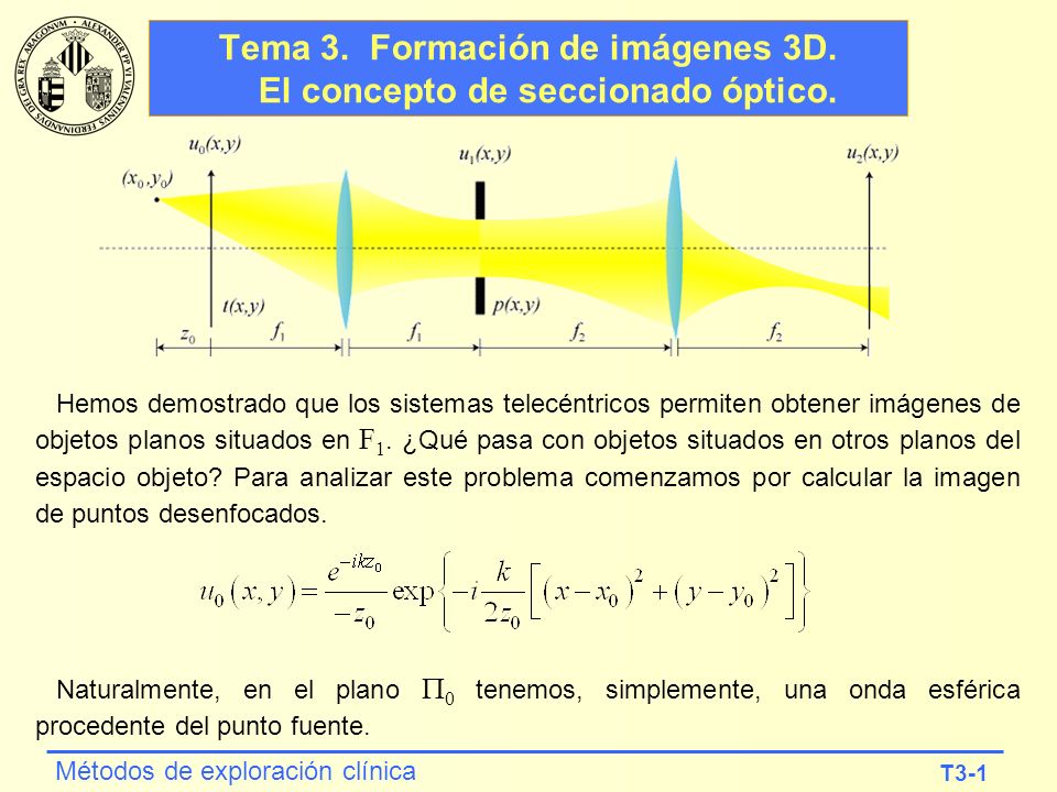 Tema 3. Formación de imágenes 3D. El concepto de seccionado óptico.