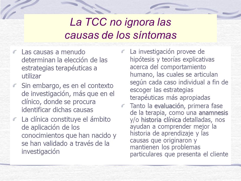 La TCC no ignora las causas de los síntomas