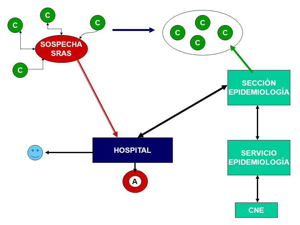 C C C C C C SOSPECHA SRAS C C SECCIÓN EPIDEMIOLOGÍA HOSPITAL SERVICIO EPIDEMIOLOGÍA A CNE