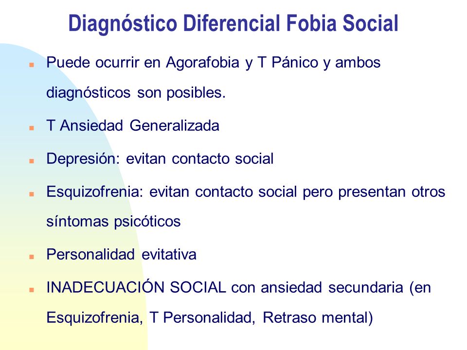 Diagnóstico Diferencial Fobia Social