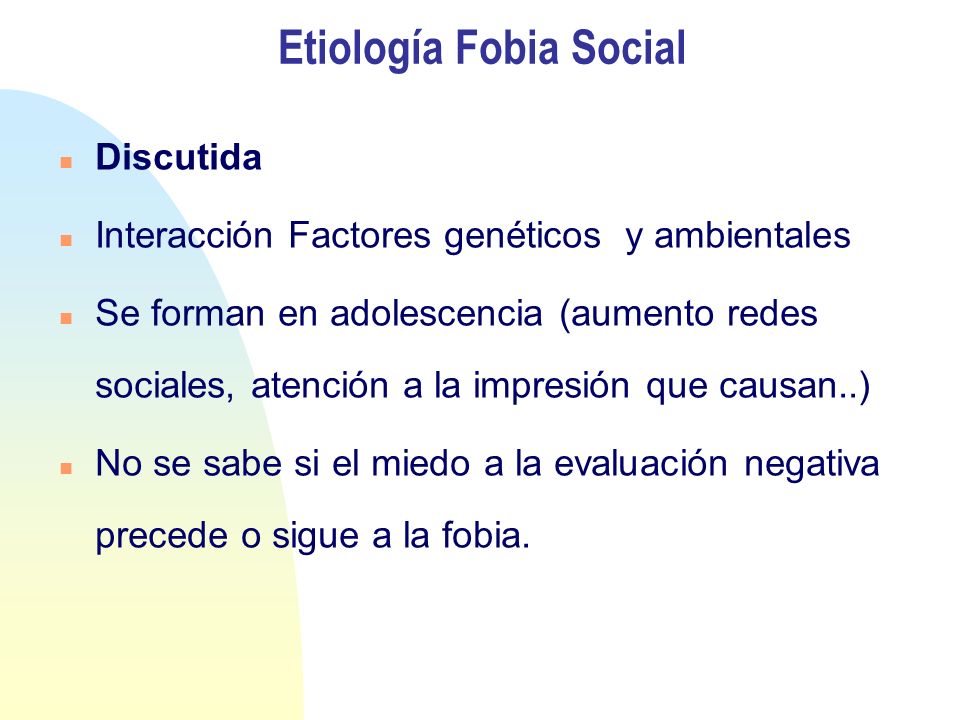 Etiología Fobia Social