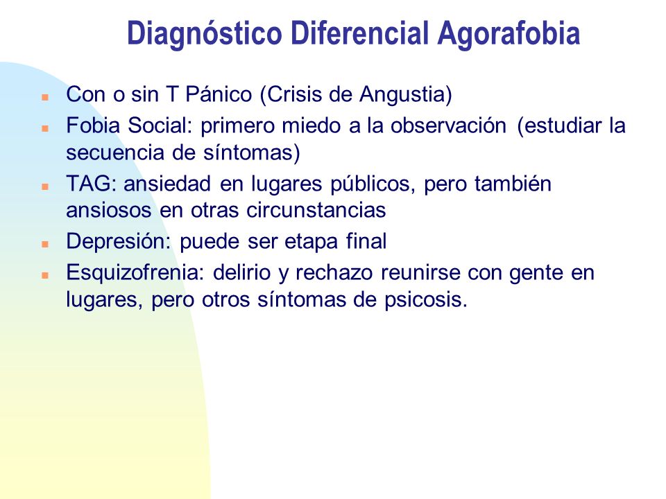 Diagnóstico Diferencial Agorafobia