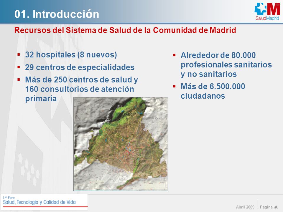 01. Introducción Recursos del Sistema de Salud de la Comunidad de Madrid. Alrededor de profesionales sanitarios y no sanitarios.