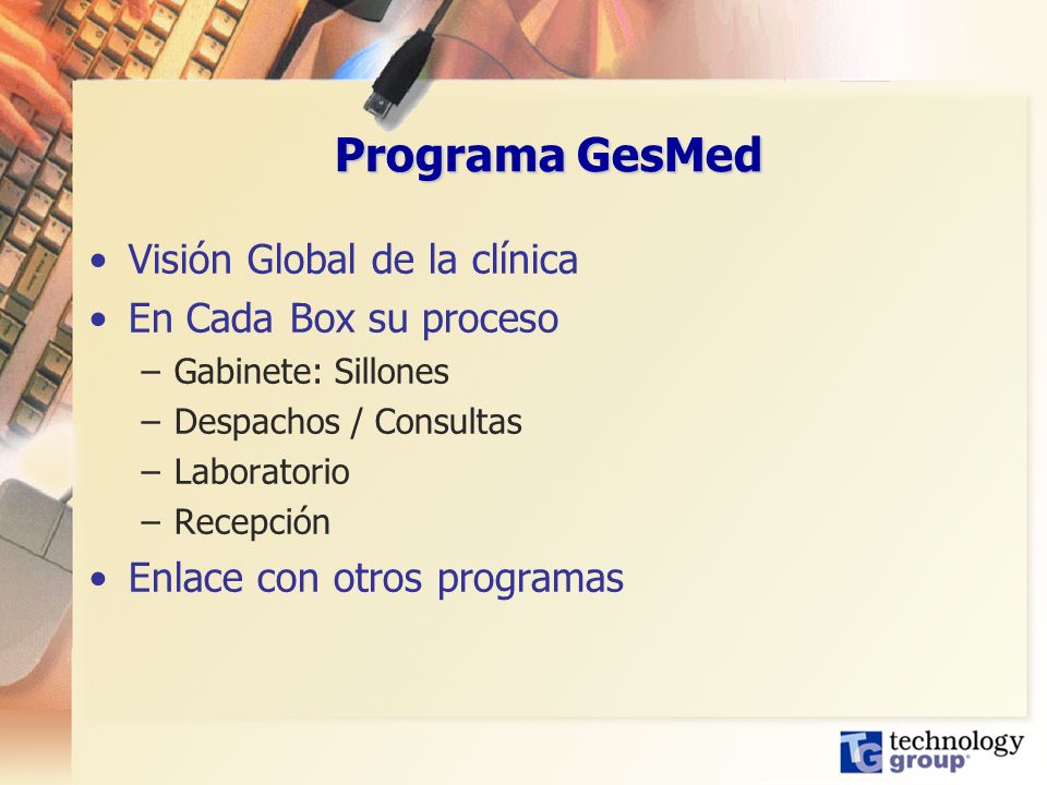 Programa GesMed Visión Global de la clínica En Cada Box su proceso