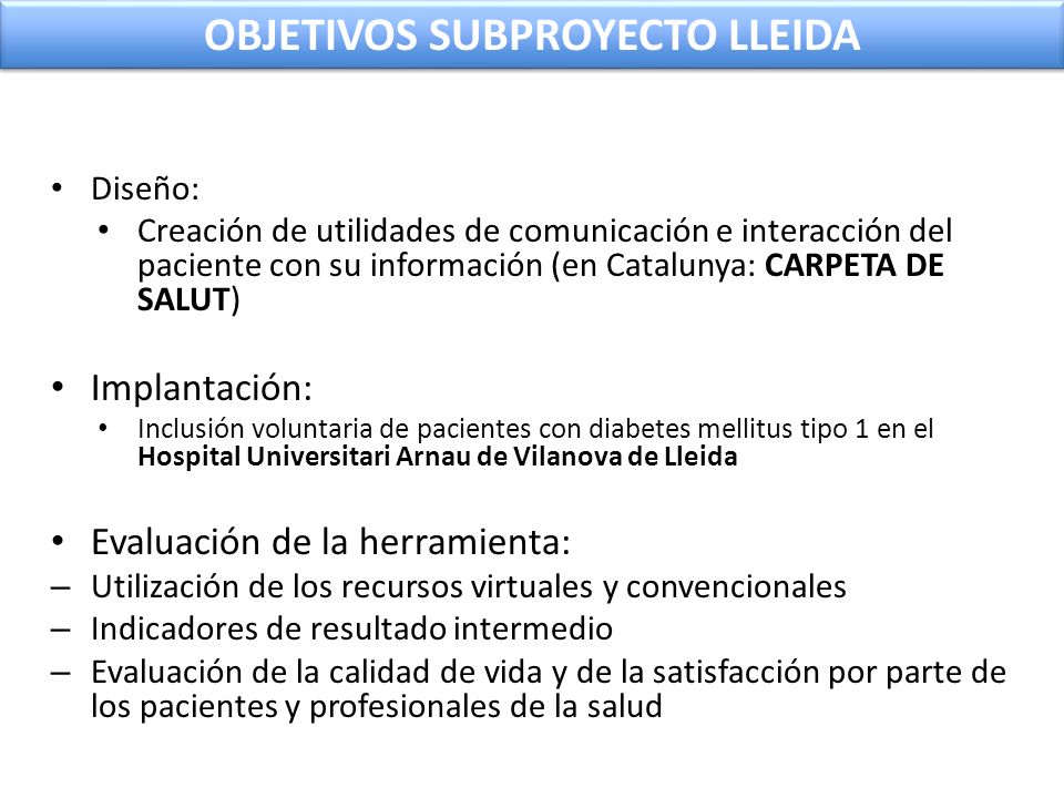 OBJETIVOS SUBPROYECTO LLEIDA