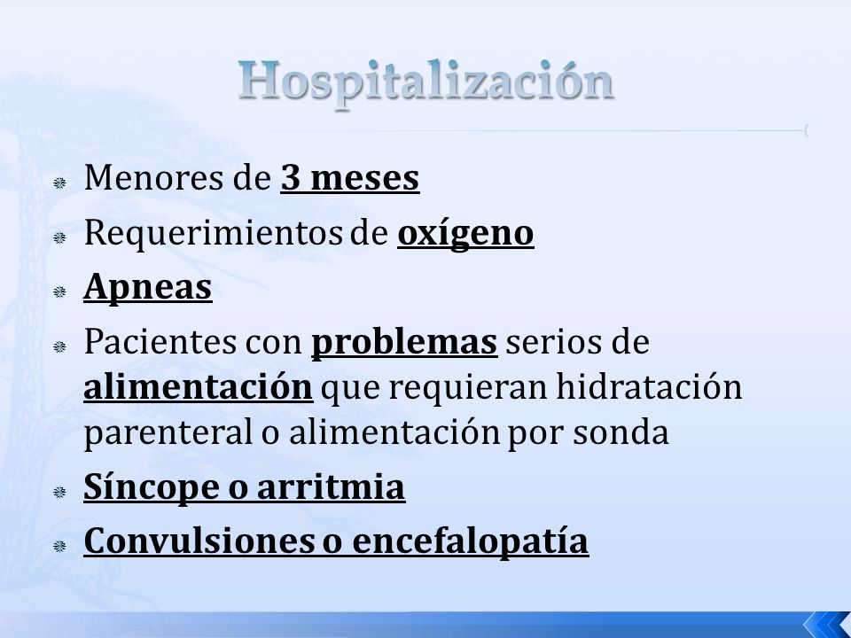 Hospitalización Menores de 3 meses Requerimientos de oxígeno Apneas