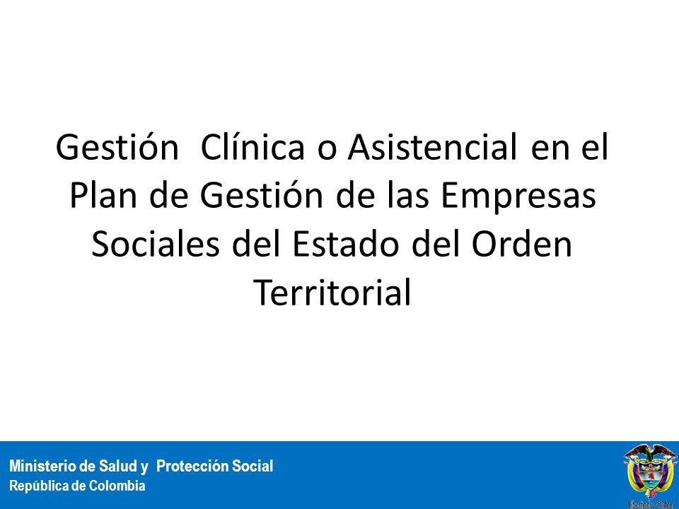 Gestión Clínica o Asistencial en el Plan de Gestión de las Empresas Sociales del Estado del Orden Territorial