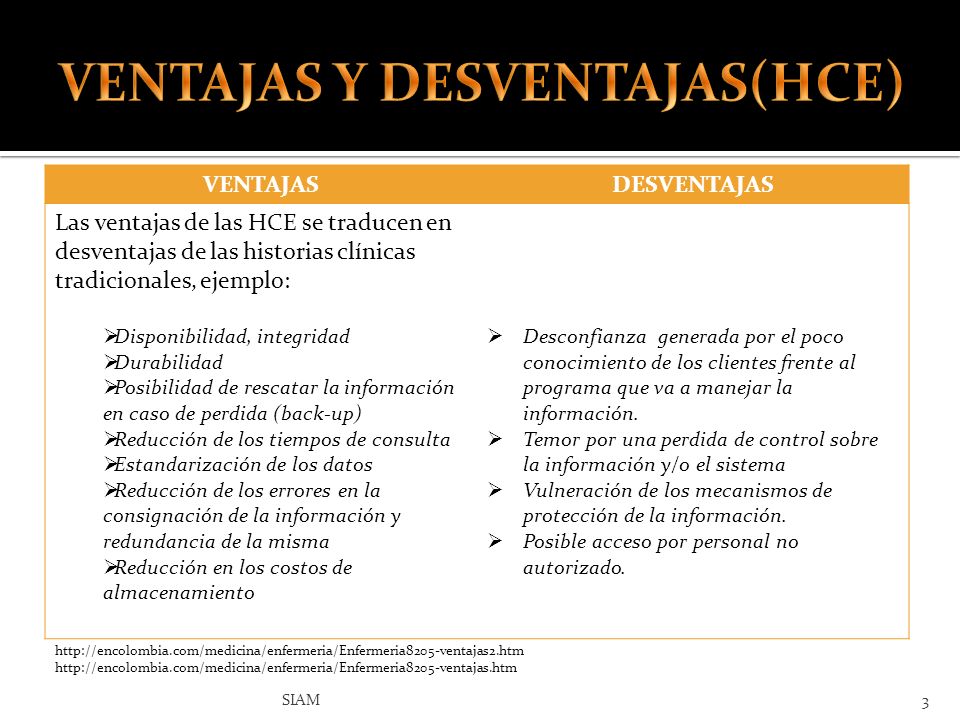 VENTAJAS Y DESVENTAJAS(HCE)