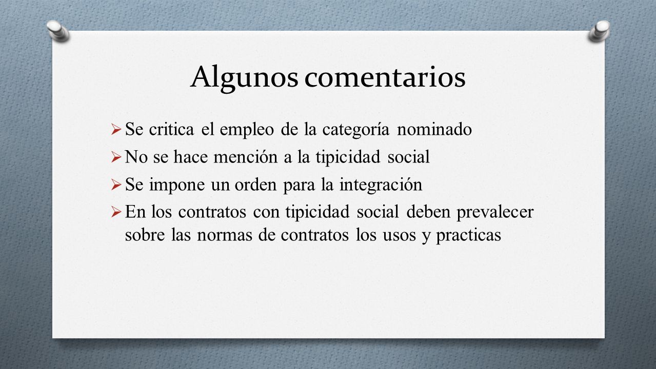 Algunos comentarios Se critica el empleo de la categoría nominado