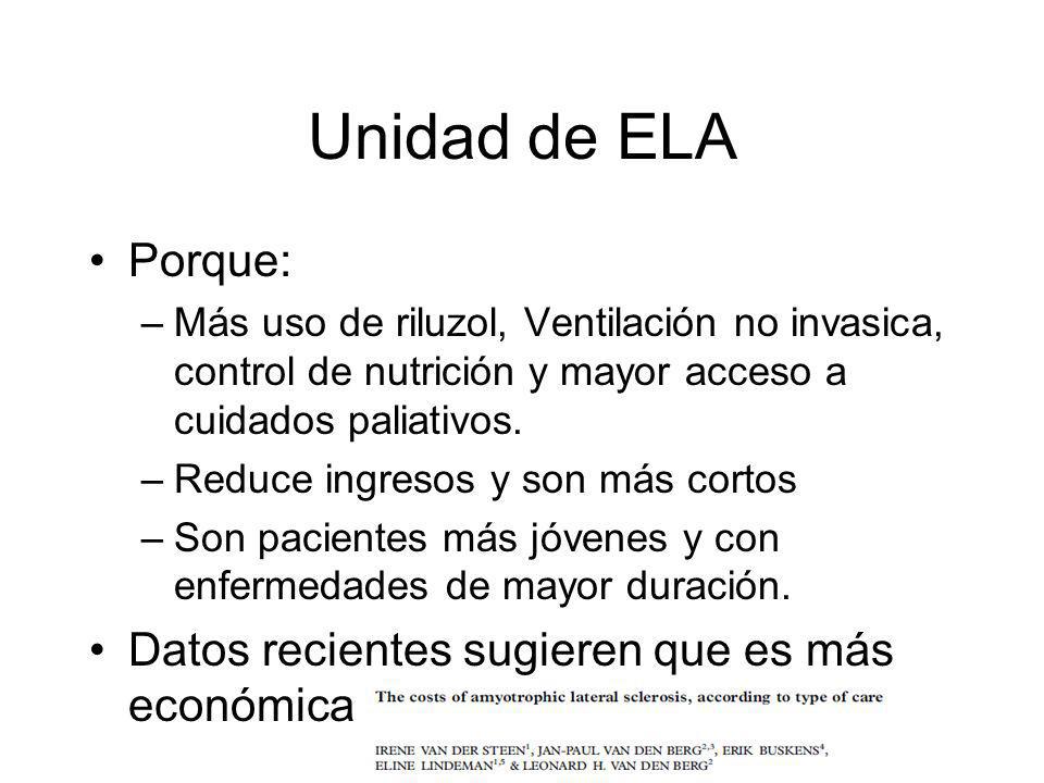 Unidad de ELA Porque: Datos recientes sugieren que es más económica