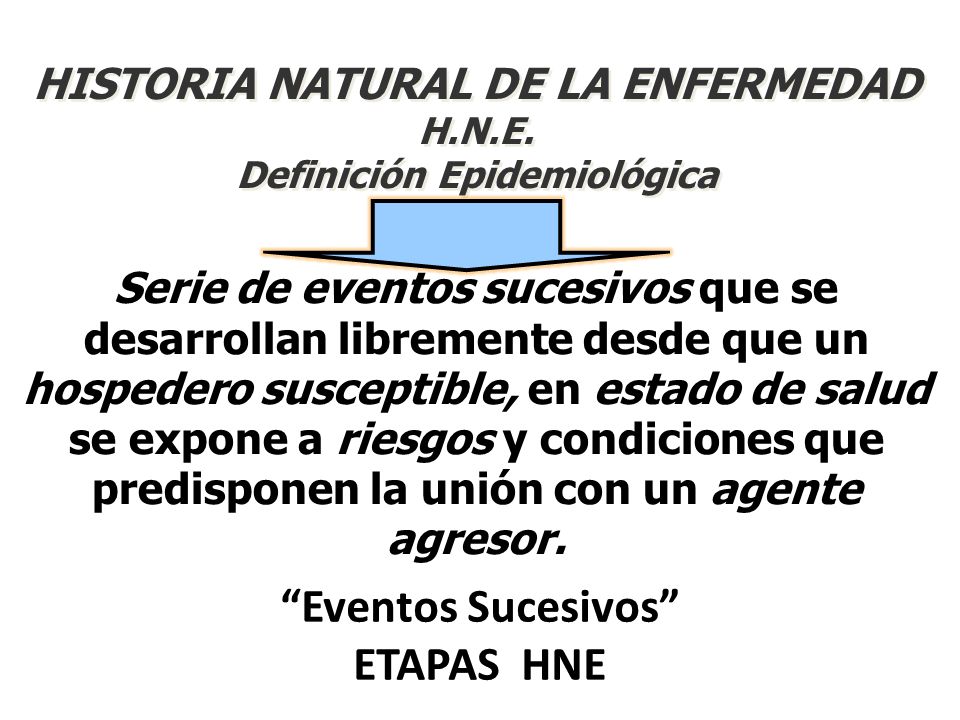 HISTORIA NATURAL DE LA ENFERMEDAD H.N.E. Definición Epidemiológica