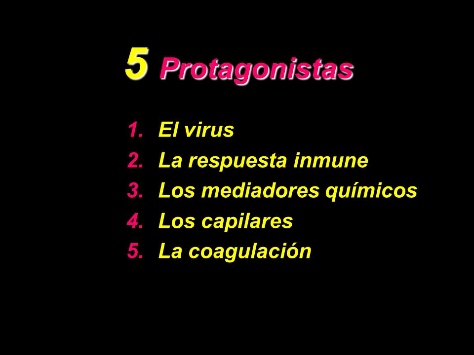5 Protagonistas El virus La respuesta inmune Los mediadores químicos