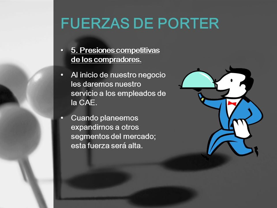 FUERZAS DE PORTER 5. Presiones competitivas de los compradores.