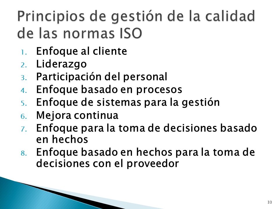 Principios de gestión de la calidad de las normas ISO
