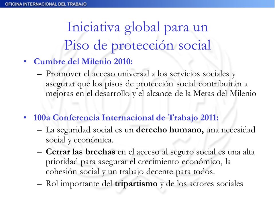 Iniciativa global para un Piso de protección social
