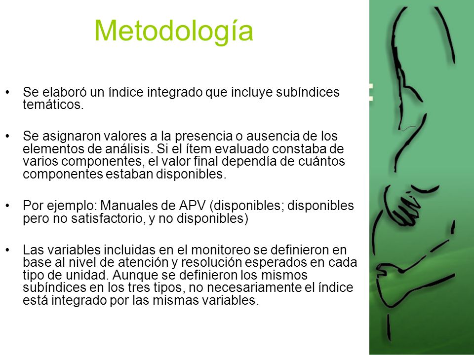 Metodología Se elaboró un índice integrado que incluye subíndices temáticos.