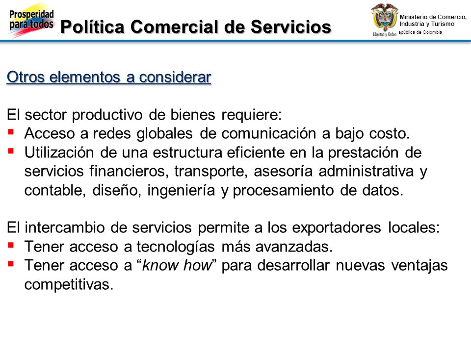 Política Comercial de Servicios