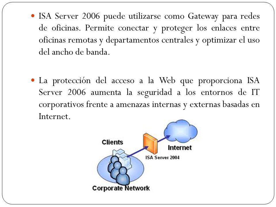 ISA Server 2006 puede utilizarse como Gateway para redes de oficinas