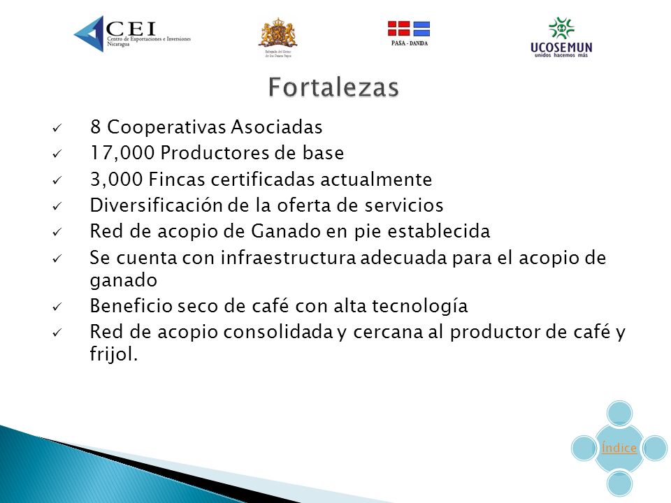 Fortalezas 8 Cooperativas Asociadas 17,000 Productores de base