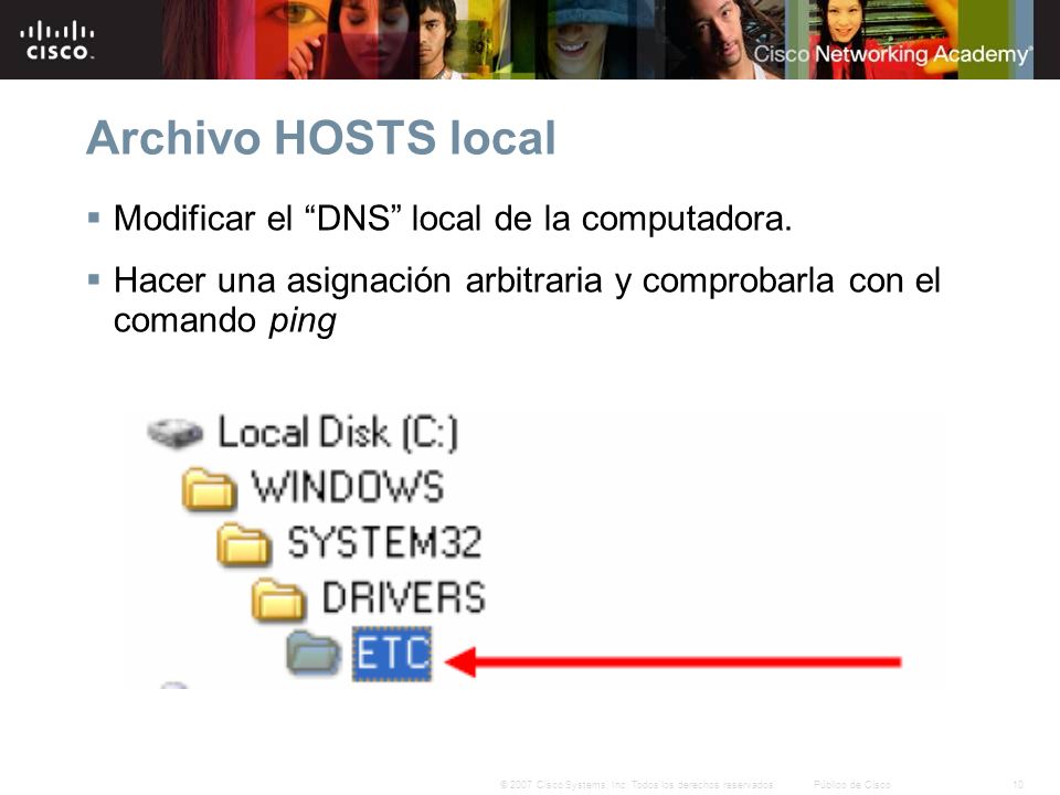 Archivo HOSTS local Modificar el DNS local de la computadora.