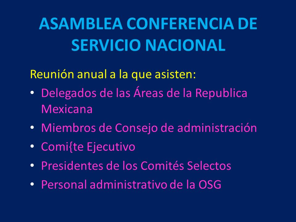 ASAMBLEA CONFERENCIA DE SERVICIO NACIONAL