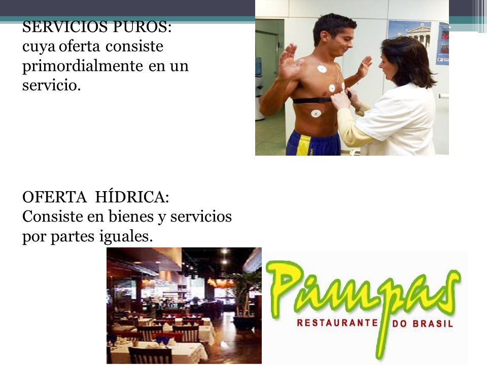 SERVICIOS PUROS: cuya oferta consiste primordialmente en un servicio.